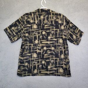 WTF Hawaiian Shirt Mens XL Black‎ 100% Silk Pineapple Summer Travel Vacation